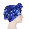 Etnisk kläder Fashion Bright Silk Grov Twist Braid Turban Muslim Hijab Hat Cancer Hats Lady Head Bonnet For Women Hair Accessories Lossor