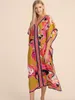 Shawls Bohemian Dress Print Praia Cover Pareos de Playa Mujer Over Size Size Swimsuit Cover Up Robe Plage Kaftan Tunic Maxi Dress 230314