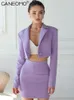 Kvinnors kostymer blazrar långärmad karriärkontor blazer set crop top mini kjol kostymer 2 stycken matchande set kvinnor höst mode kort kläder 230313