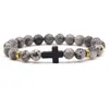 Strand Femmes Pierre Naturelle Perles Croix Bracelets Onyx Méditation Prière Perle Bracelet Hommes Yoga Bijoux Homme