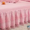 Bed Skirt Embroidery Lace Princess Bed Skirt Double Layer Ruffles Bed Sheet Queen Size Bed Decoration Skirts Pillowcase Wedding Gifts #/ 230314