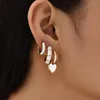 Hoop Earrings Fashion White Color Tiny Circle Round Heart Huggies Shiny CZ Zircon Piercing Ear Buckle Female Earring Set