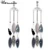 Dangle Earrings Fashion Acrylic Beads Link Chain Ear Jewelry Long Tassel For Women