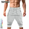 Men's Shorts TACVASEN Casual Shorts 34 Jogger Pants Men's Breathable Below Knee Outdoor Sports Gym Fitness Shorts with Zipper Pockets 230313