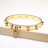 Original designer card High Quality 304L Sweet Fashion Rhinestone Lock Dot Liuding Stainless Steel Bracelet Jewelry5TFJ