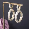 Dangle Earrings Designer Luxury Twist Lines Geometry Cubic Zironium Engagement Dubai Naija Bridal Jewelry Addiction A20347