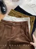 Womens Pants Capris ZOKI High Waist Women Retro Corduroy Fall Straight Causal Full Length Trousers Vintage Coffee Pockets All Match 230313