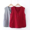 Women's Vests Jacquard Cotton And Linen Vest Spring Summer 2023 V-Neck Loose Top Middle Aged Women Clothing Large Size Waistcoat Jacket