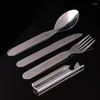 Dinnerware Sets 4pcs/set Portable Stainless Steel Tableware Fold Knife Utensil Spoon Set Fork Camping Cooking Flatware