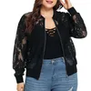 Kvinnors blusar 20# Kvinnor Blus Solid Plus Size Lace Loose Shawl Cardigan Top Cover Up Long Sleeve Blusas Mujer de Moda Camisas