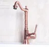 Keukenkranen Antiek rood koperen koper Brass Single Lever Swivel Skivel Sink wastafel badkamer schip bekken bekken mixer tap anf253