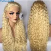 4x4 Lace Closure Wig Water Wave 613 Blonde Front Wigs Brazilian Human Hair 150% Density Remy