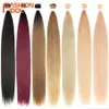 Synthetic Wigs Bone Straight Hair Ombre Blonde Bundles Super Long Synthetic 24 Inch Full to End Fashion Idol 230227