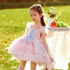 Robes de fille vêtements de bébé espagnol Vintage princesse robe de bal nœud imprimé dentelle conception fête d'anniversaire Pâques Eid Lolita robes pour les filles A1338 W0314
