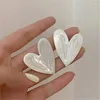 Stud Earrings Fashion Big Heart For Women Girl White Color Korean Love Drop Earring Aesthetic Minimalist Jewelry Party Gift