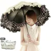 Umbrellas Lace Flower Women Sun Parasol Sunscreen Portable Compact Black Coating Anti UV Rain Umbrella Girl Princess Sunshades Vintage 230314