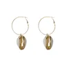 Brincos de argola 1Pair Bohemian Gold Color Shell Pinging for Women Madeir