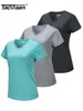 T-shirt Femme TACVASEN 3 pièces été col en V T-shirts femmes décontracté manches courtes chemises paquets 3 lots séchage rapide course entraînement gymnase Pulover 230314