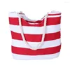 Storage Bags Stylish Women Handbag Waterproof Soft Blue White Strip Female Shoulder Bag Canvas Single Vacation Use