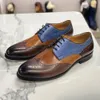 Scarpe derby da uomo di grandi dimensioni da 6 a 13 Scarpe brogue in vera pelle di mucca con punta ad ala Stringate Colori misti Scarpe da cerimonia per uomo