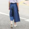 Jeans vår höst mode casual fast färg koreansk stil hög midja bred ben tjej streetwear boho