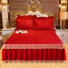 Кровать юбка европейская фланелевая стеганая кровать Юбка мягкая элегантная хрустальная бархатная кровати короля с коротки