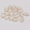 Pendant Necklaces Natural Clear Quartz Charms Oval Gilt Edge Necklace For Jewelry Making DIY Earrings Accessories 20x34mm