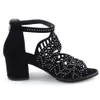 Gai Style Women Summer Hollow Out Faux Leather Rhinestonshones shicly heel shipper sandals shoes ur 230314
