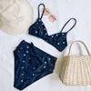 Damenbadebekleidung 2023 Sommer Sexy Zweiteiler Frauen Print Star Bikini Badeanzug BH Strandkleidung