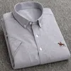 Męskie koszule na zwykłe koszule Men Men Shirt krótkie rękawy 100% czysty bawełniany Oxford Summer Turn-Down Obroźne Koszulki Sukienka Koszula 6xl Business 230314