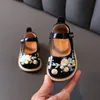 First Walkers 12-15.5cm Embroidered Flowers Fashion Kids Leather Shoes Spring Kids Shoes For Girls Soft Princess Shoes For Toddler Party 230314