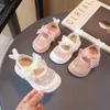First Walkers Baby Girls Walking Shoes Breattable Mesh Love Brodery Lovely Korean Style Summer Princess Children Casual Moccasin Shoes 230314
