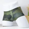 Underpants Men Army Green Camouflage Close Fit Mid Waist Sexy Sweat Absorbing U Convex Panties Briefs Underwear For Daily Wear