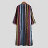 Mäns Robes Men's Nightgown Robes Arabian Striped Shirt Ethnic Clothing Long Hidees Retro Kimono House kjol Bomullsbadrob underkläder 230313