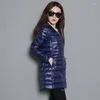 Damesjassen Winter Dames Witte Duck Down Down Parka Candy Color Soft Long Jacket Outport Ultralight Hapleed Caputeed Coats