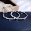 Hoop Earrings VAGZEB Design Stylish Women Earring Inlaid CZ Stone Engagement Wedding Party Big Round Circle Versatile Female