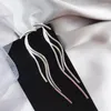 Hoopörhängen Vintage Gold Color Bar Long Thread Tassel Drop For Women Glossy Arc Geometric 2023 Koreanska modesmycken