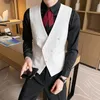 Heren Vesten Fashion Heren Dubbele borsten Gentleman Jurk Casual Vest Fashion Nachtclub Barman Werkkleding V Hals Vest Jacket 230313