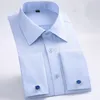 Men's Casual Shirts M~6XL Men's French Cuff Dress Shirt White Long Sleeve Formal Business Buttons Male Shirts Regular Fit Cufflinks Shirt 230314