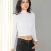 Women's T Shirts Women Spring Autumn T-shirt Skew Collar Long Sleeve Woman's Tops Turtleneck Basic Lady Shirt