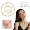 Wedding Jewelry Sets Fashion Imitation Pearl Wedding Necklace Earring Bridal For Women Elegant Jewelry Sets Party Gift 230313