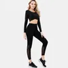 Active Sets NCLAGEN Autumn Yoga Suit Top Sexy Gym Sport Workout Running Matching For Women Long Sleeve High Waist Mesh Two-piece Set