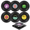 Table Mats & Pads 6pcs Retro Record Coasters With Holder Anti-slip Disk Creative Koffie Mok Cup Onderzetters Hitteendig PadsMats MatsMats