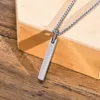 Men's Tungsten Steel Necklace Plain Long Bar Strip Pendant Chain Smooth Charm 3mm 24inch Choose Four Color Perfect Gift for Male Friends