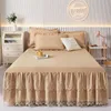 Gonna da letto Copriletto in stile coreano Singolo gonna da letto principessa Decorazioni in pizzo a tre strati Letto per ragazze Adulti Copriletto beige Home # / w 230314