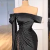 Vestidos de festa Vinca Sunny Luxury Black Beading Off ombro Setin Mermaid Evening Formal Long Prom Robes de 230313