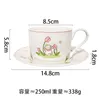 Wunderschönes, frisches Schachbrett-Tulpenblumen-Tasse- und Teller-Set für Kaffee- und Teetassen