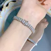 Bransoletka Boletka z dwoma rzędami MOISSANITE 100% prawdziwe 925 Bracelet srebrnych srebrnych bransoletek dla kobiet