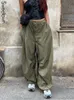 Pantaloni da donna Capris Sweetown Pantaloni sportivi larghi a gamba larga casual Pantaloni larghi bianchi con coulisse a vita bassa Streetwear Cargo Hippie Pantaloni da jogging 230313