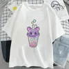 女性用Tシャツミルクシンプルなスタイルの女性かわいい漫画プリント白い半袖Tシャツファッションカジュアルラウンドネックトップ